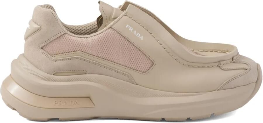 Prada Systeme leren sneakers Beige
