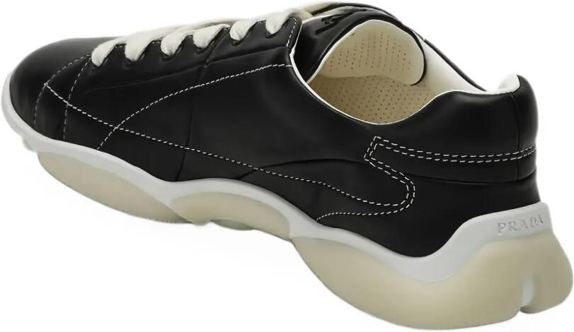 Prada topstitched leather sneakers Zwart - Foto 2
