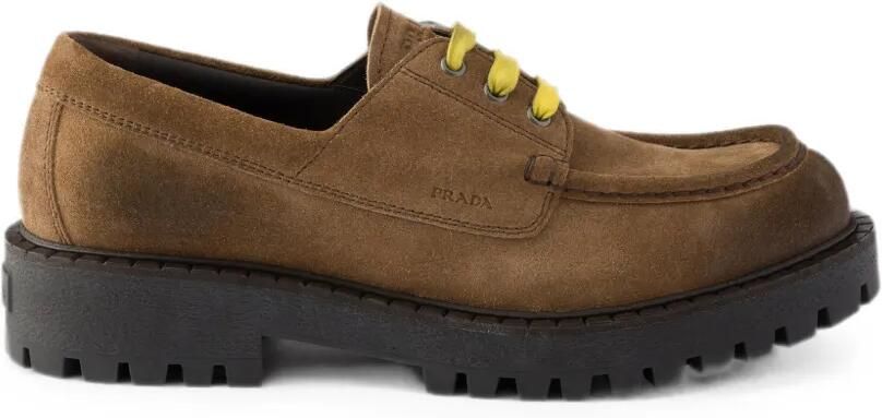 Prada Waxed suède veterschoenen Bruin