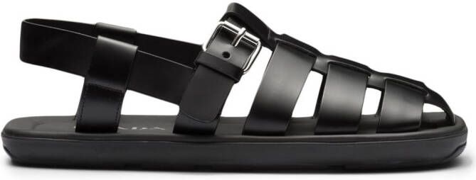 Prada Sandalen met geweven bandjes Zwart