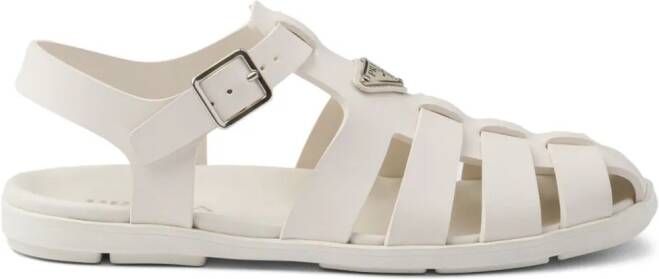 Prada Sandalen met logo-applicatie Beige