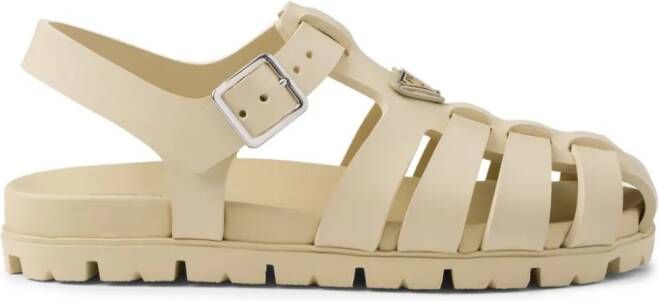 Prada Sandalen met logo Beige