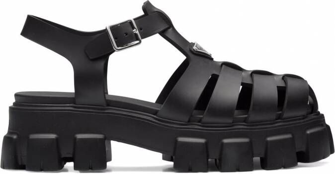 Prada Sandalen met logo Zwart