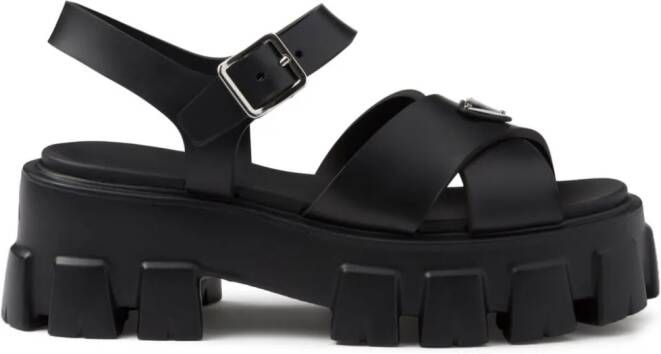 Prada Sandalen met logo Zwart