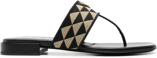 Prada Teenslippers met jacquard Zwart