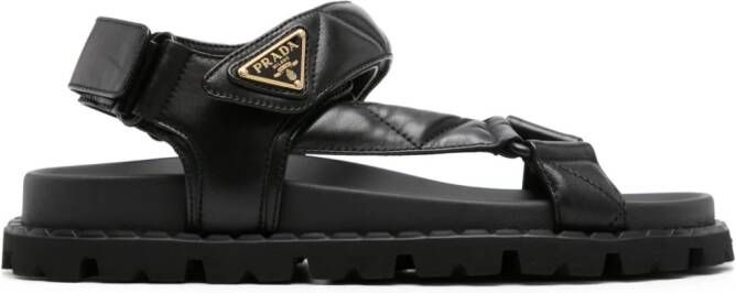 Prada Gewatteerde sandalen met logo Zwart