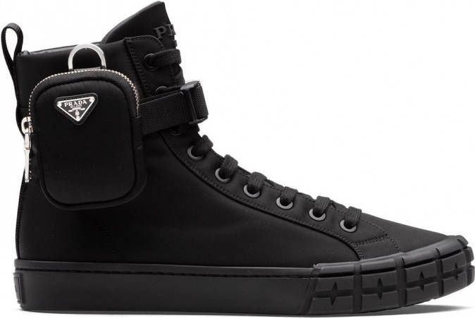 Prada Wheel Re-Nylon high-top sneakers Zwart