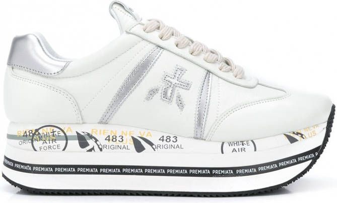 Premiata Beth sneakers met plateauzool Wit - Schoenen.nl