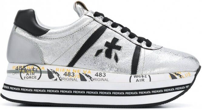 Premiata Beth sneakers met plateauzool Zilver