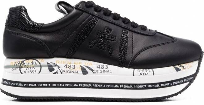 Premiata Beth sneakers met plateauzool Zwart