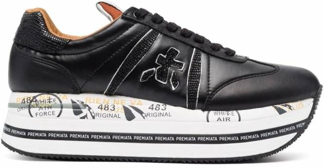 Premiata Beth sneakers met plateauzool Zwart