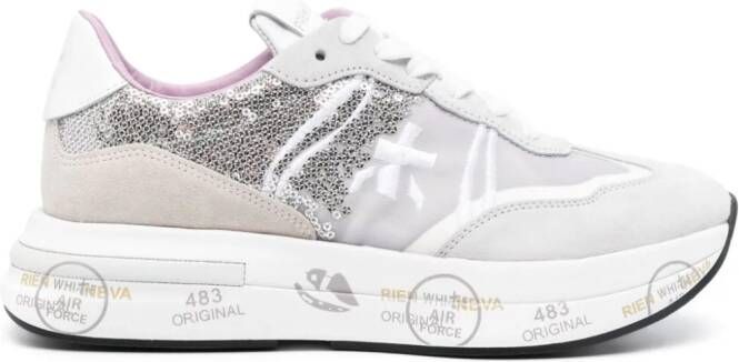 Premiata Cassie sneakers verfraaid met pailletten Grijs