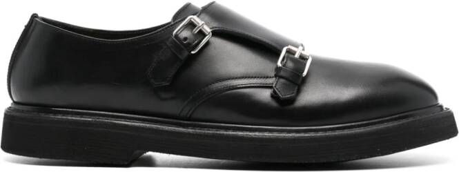 Premiata double-buckle leather monk shoes Zwart