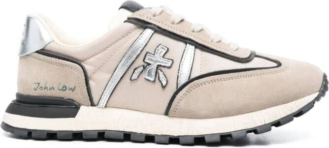 Premiata John Low sneakers met logopatch Beige