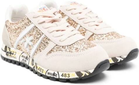 Premiata Kids Sky sneakers met glitter Beige