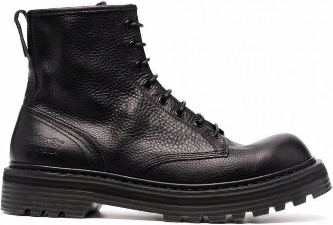 Premiata Leren veterlaarzen Zwart