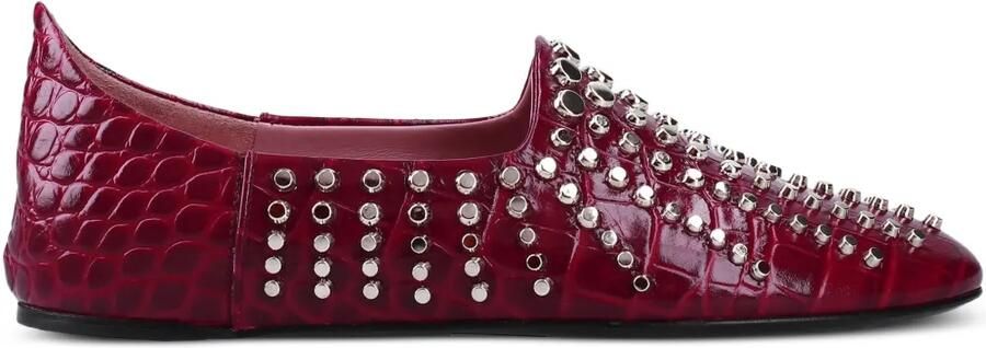 Premiata Ballerina's met krokodillen-reliëf en studs Rood