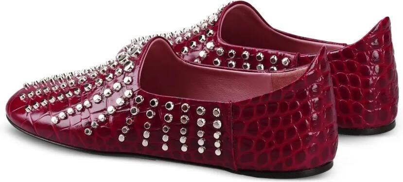 Premiata Ballerina's met krokodillen-reliëf en studs Rood - Foto 4