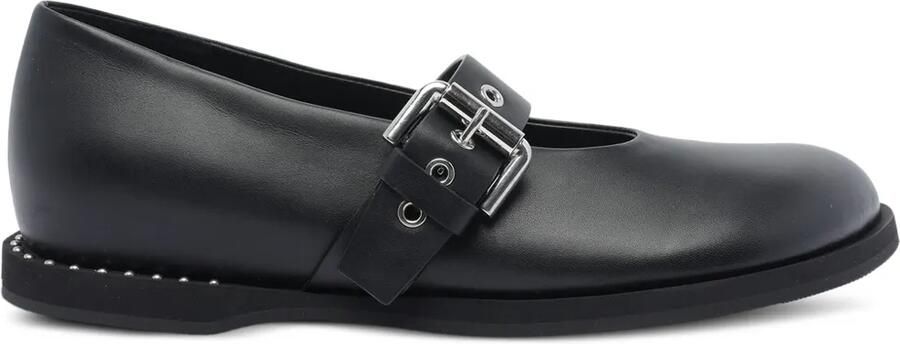 Premiata Ballerina's met ronde neus en gespdetail Zwart