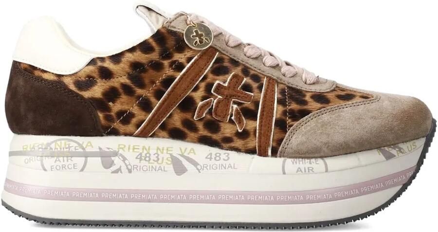 Premiata Beth 7741 sneakers met luipaardprint en plateauzool Bruin
