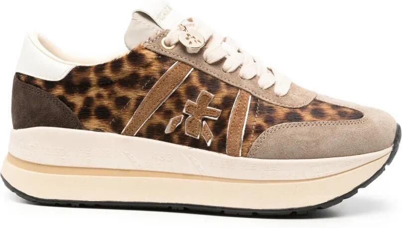 Premiata Bethcoin sneakers met luipaardprint Beige