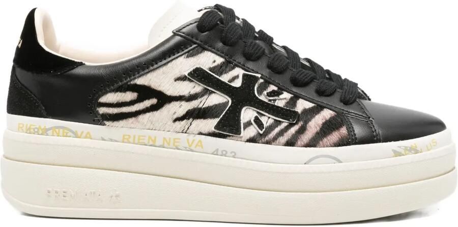 Premiata Claudia sneakers met plateauzool en zebraprint Zwart