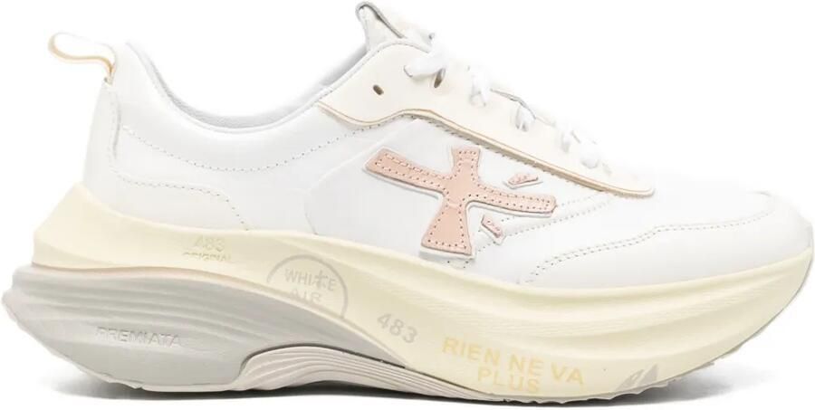 Premiata Hull 7857 sneakers met plateauzool en logo-patch Wit