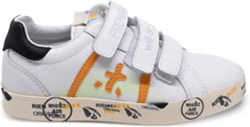 Premiata Kids Grafische sneakers met band Wit