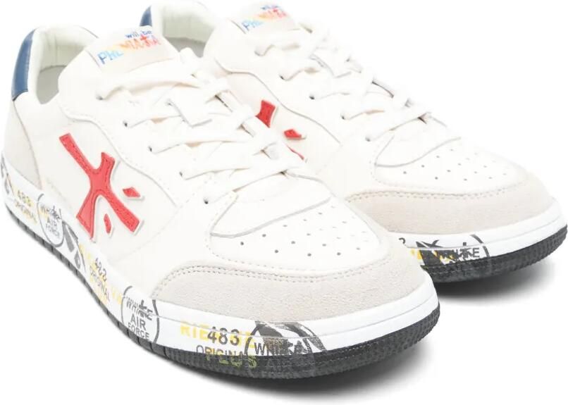 Premiata Kids Sneakers met suède vlak Wit
