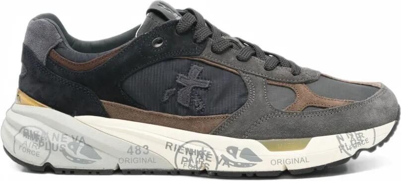 Premiata Mase panelled logo-patch sneakers Grijs