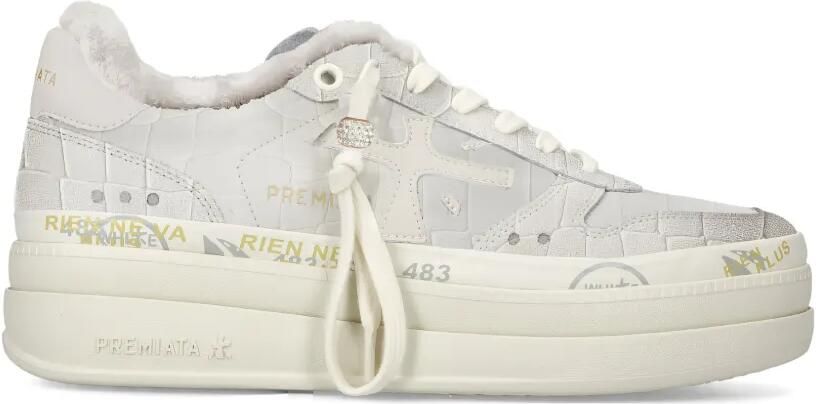 Premiata Micol sneakers met krokodillen-reliëf en plateauzool Beige