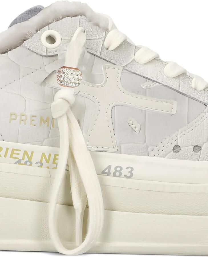 Premiata Micol sneakers met krokodillen-reliëf en plateauzool Beige - Foto 2