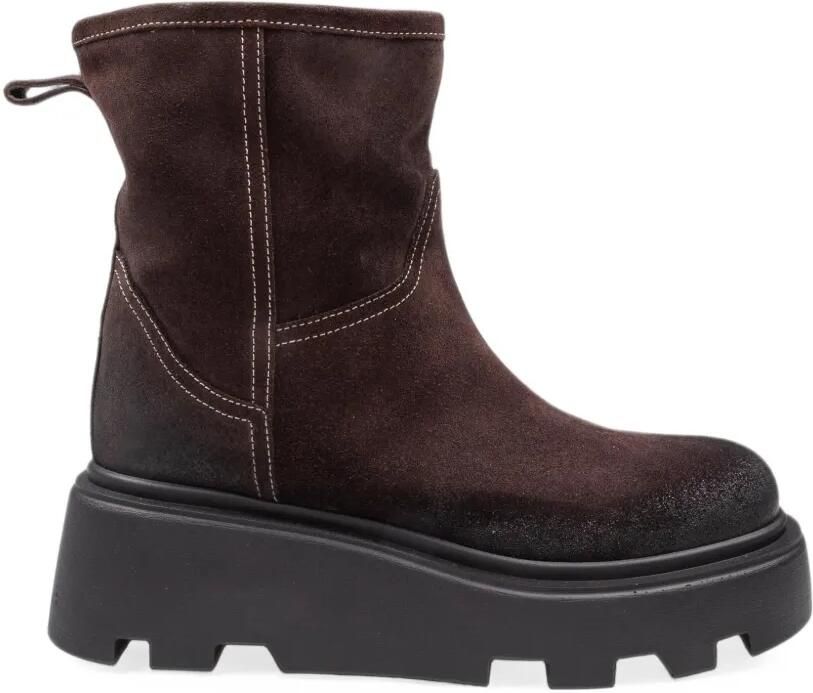Premiata mocha-colored split-leather ankle boots with a thick sole Bruin