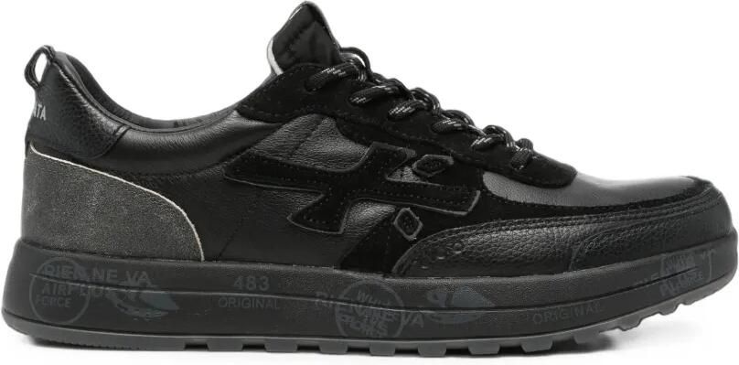 Premiata Nous leren sneakers met vlakken Zwart