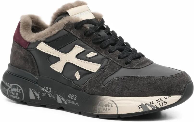 Premiata shearling-lined logo-patch sneakers Zwart - Foto 3