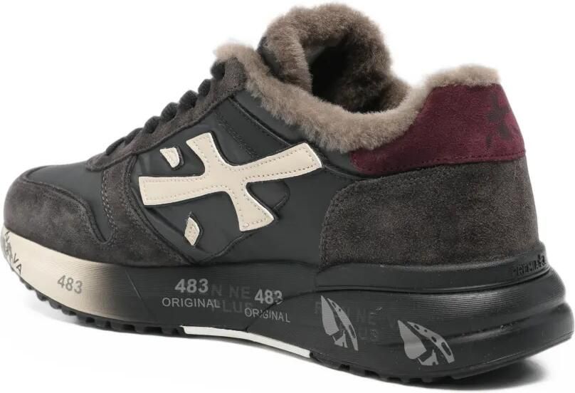 Premiata shearling-lined logo-patch sneakers Zwart - Foto 2