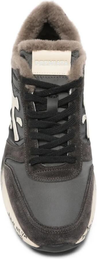Premiata shearling-lined logo-patch sneakers Zwart - Foto 4