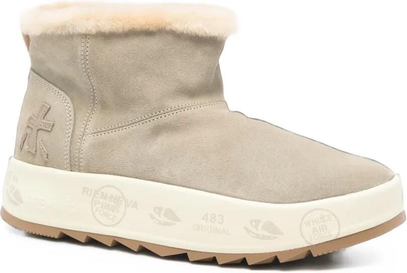 Premiata shearling-trim suede ankle boots Beige - Foto 4