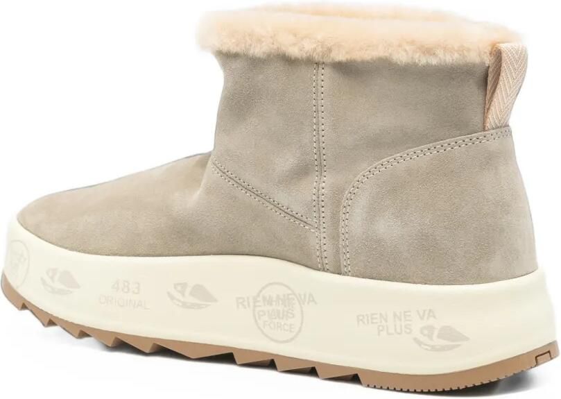 Premiata shearling-trim suede ankle boots Beige - Foto 3