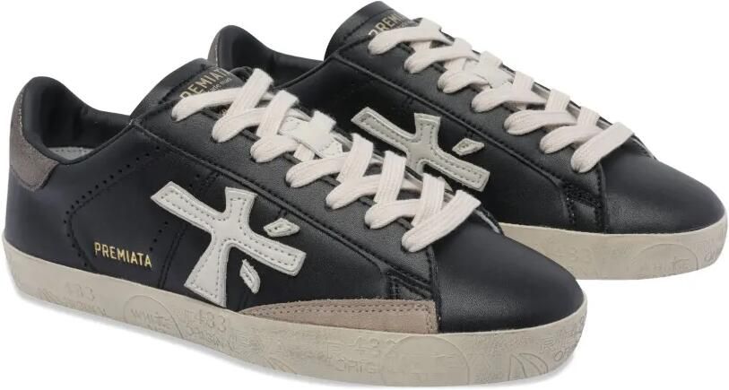 Premiata Sneakers met logodetail en ronde neus Zwart