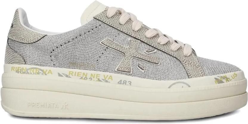 Premiata Sneakers met plateauzool en verfraaid met kristallen Zilver