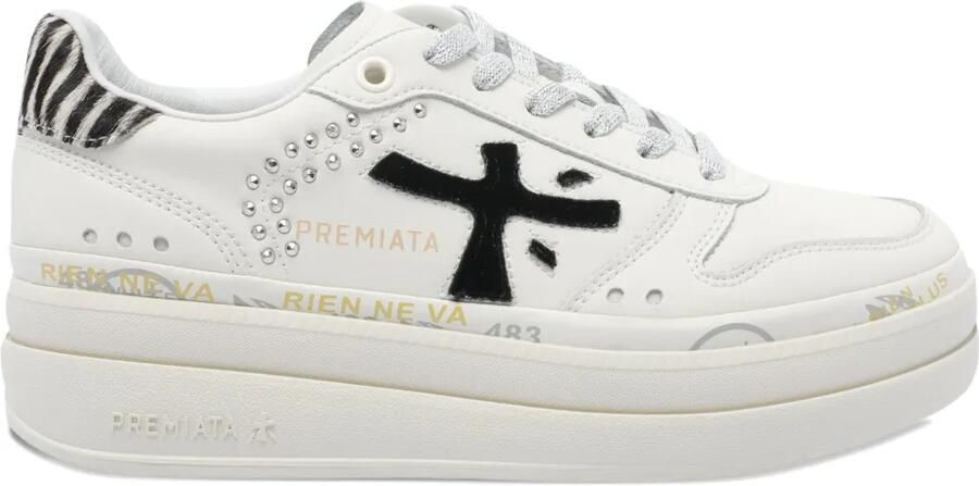 Premiata Sneakers met plateauzool en zebraprint Wit