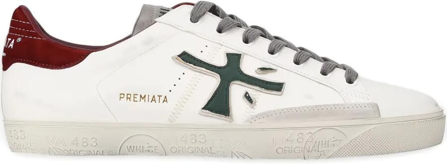 Premiata Steven leren sneakers verfraaid met logo Wit