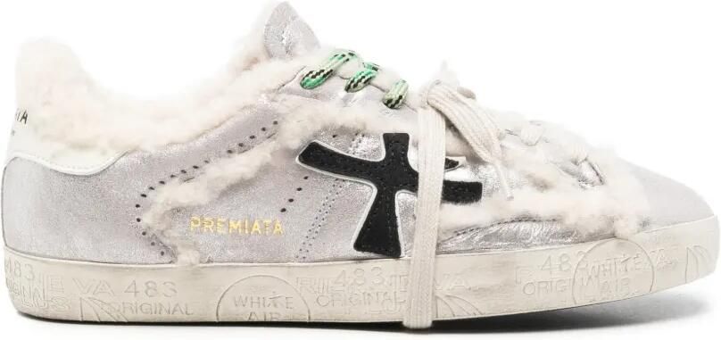Premiata Steven sneakers met lammy afwerking Zilver
