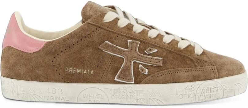Premiata Stevend low-top sneakers met logo-patch Bruin