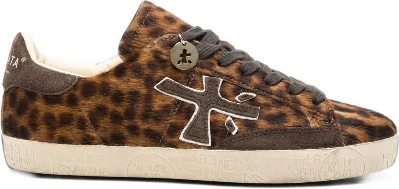 Premiata Stevend sneakers met luipaard-print Bruin