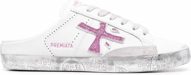 Premiata Stevend leren muiltjes Wit