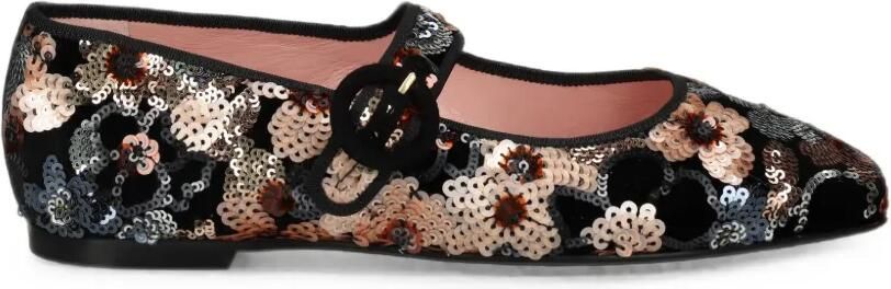 Pretty Ballerinas Camille ballerina's verfraaid met pailletten en bloemen Zwart