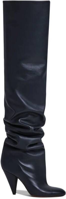 Proenza Schouler Cone Slouch Over The Knee 100mm leather boots Zwart