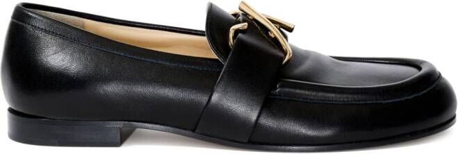 Proenza Schouler Leren loafers met monogram-plakkaat Zwart